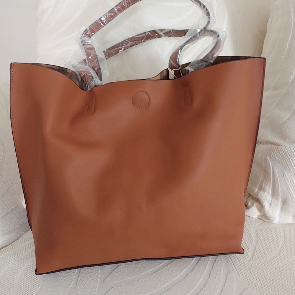 TAN REVERSIBLE TOTE BAG